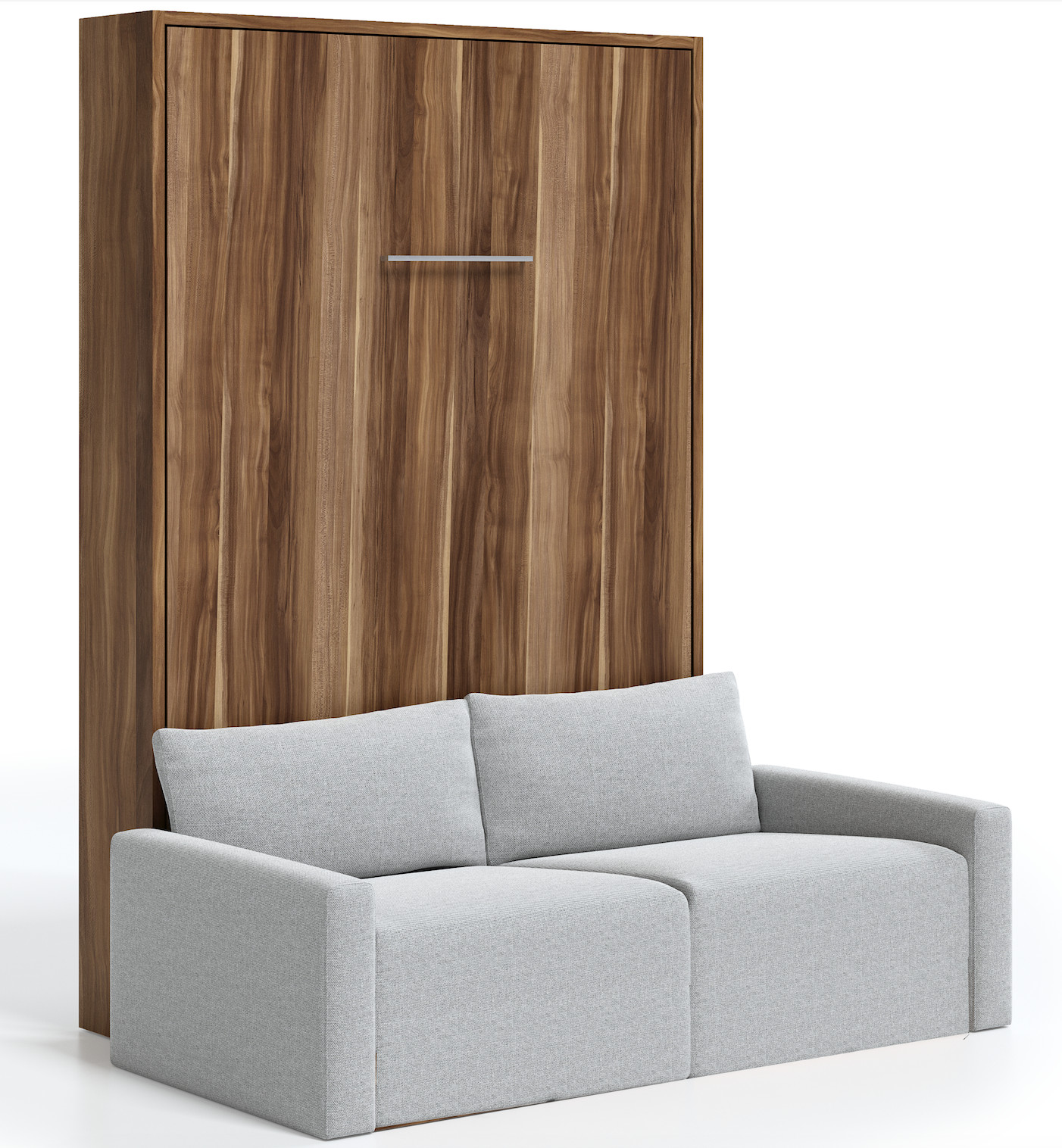 Lit escamotable vertical avec canapé Valencia-90x190-Canapé Gris clair ...
