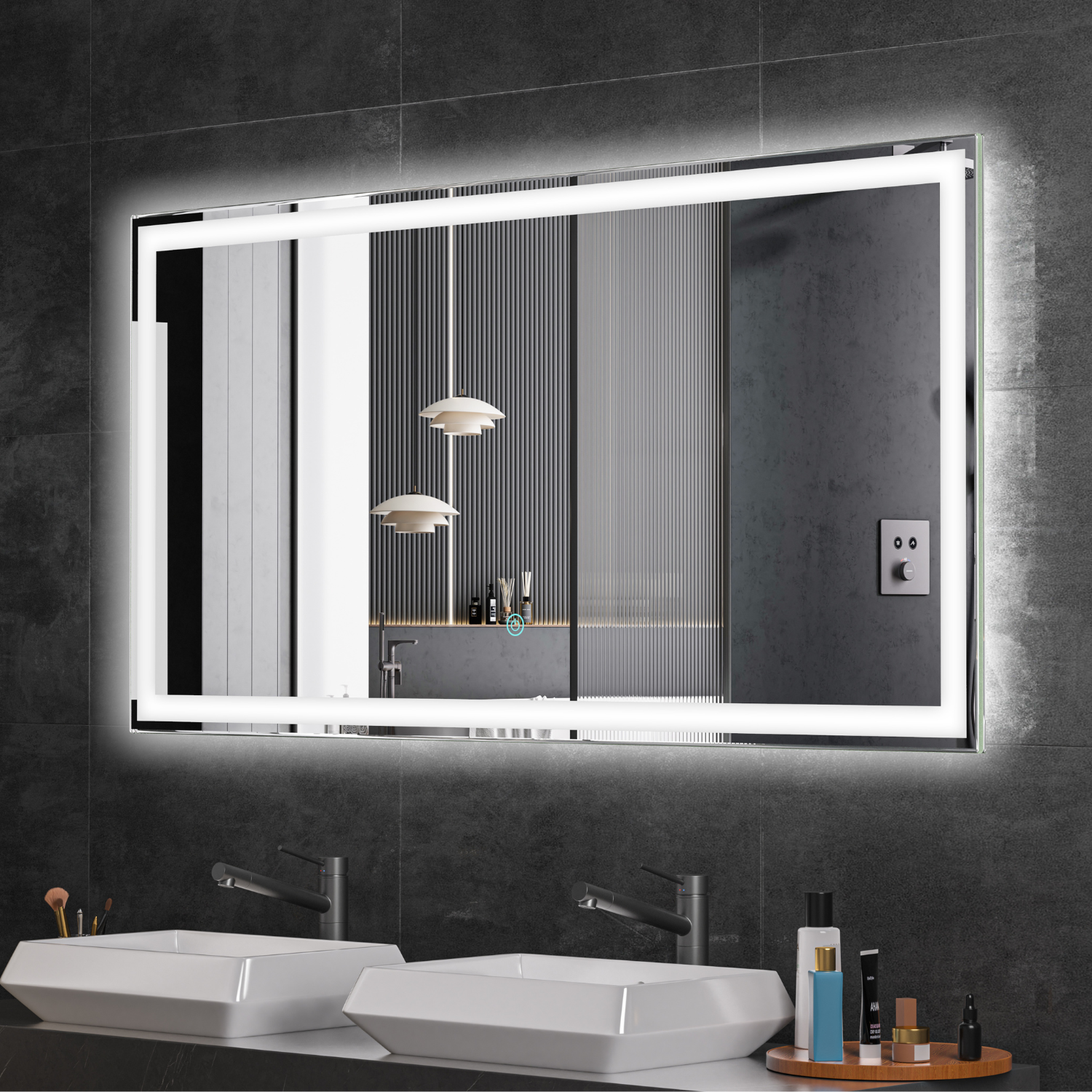 LOMAZOO Miroir salle de bain Memphis avec LED 120 x 60 cm rectangle - 3