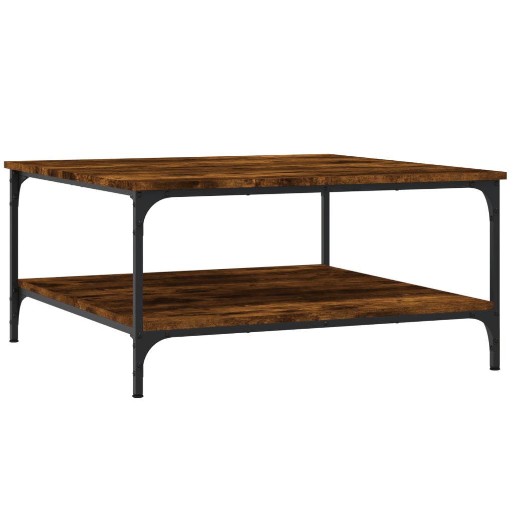 Tavolino Da Soggiorno VidaXL In Legno Multistrato Rovere Marrone 80x80x40cm Con 2 Cassetti - 4