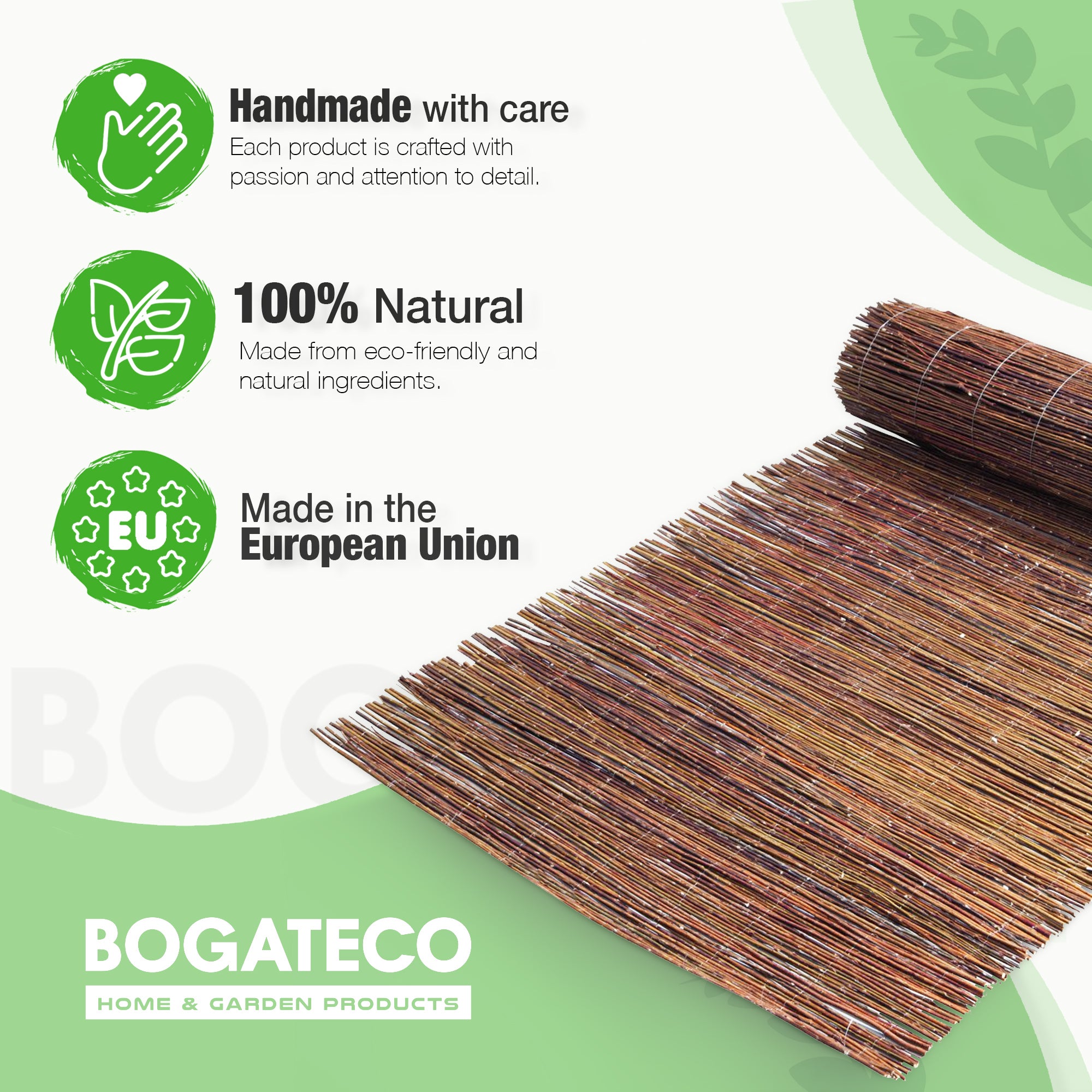 BOGATECO Clôture d'intimité en osier en bois 90 cm de haut et 300 cm de long | Parfait pour le jardin, le balcon et la terrasse | Fabriqué en Europe - 5