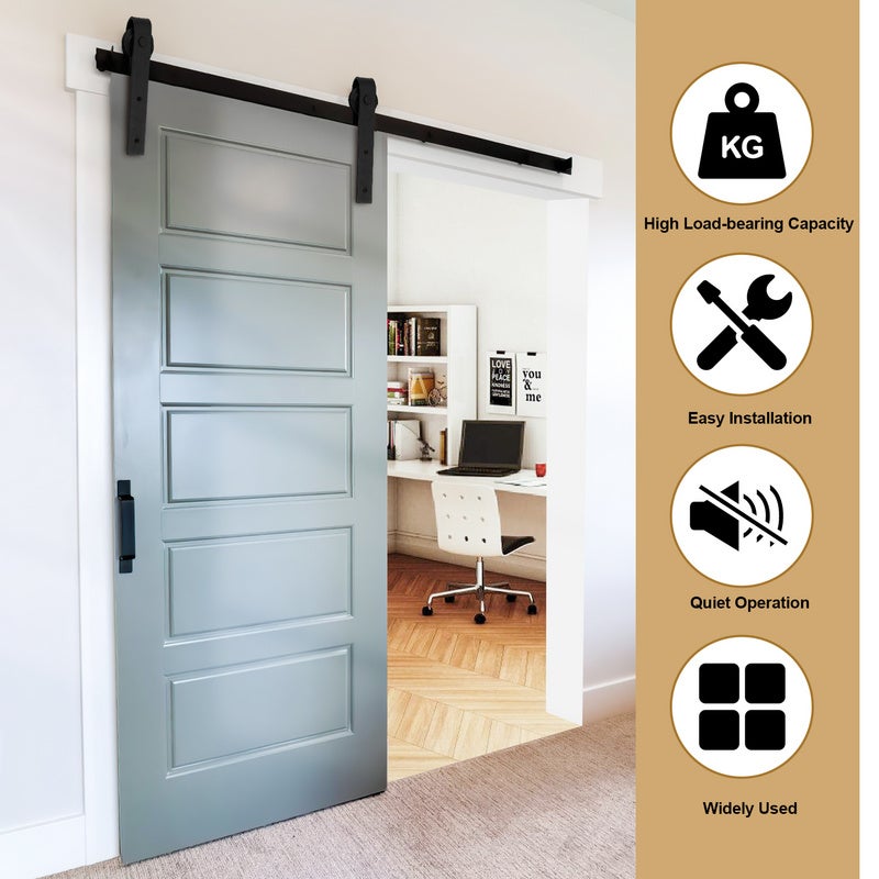 Sistema de puerta corredera Sistema de puerta corredera Polea Herrajes para puerta corredera Manija de puerta corredera—Rayas—244 cm - 3