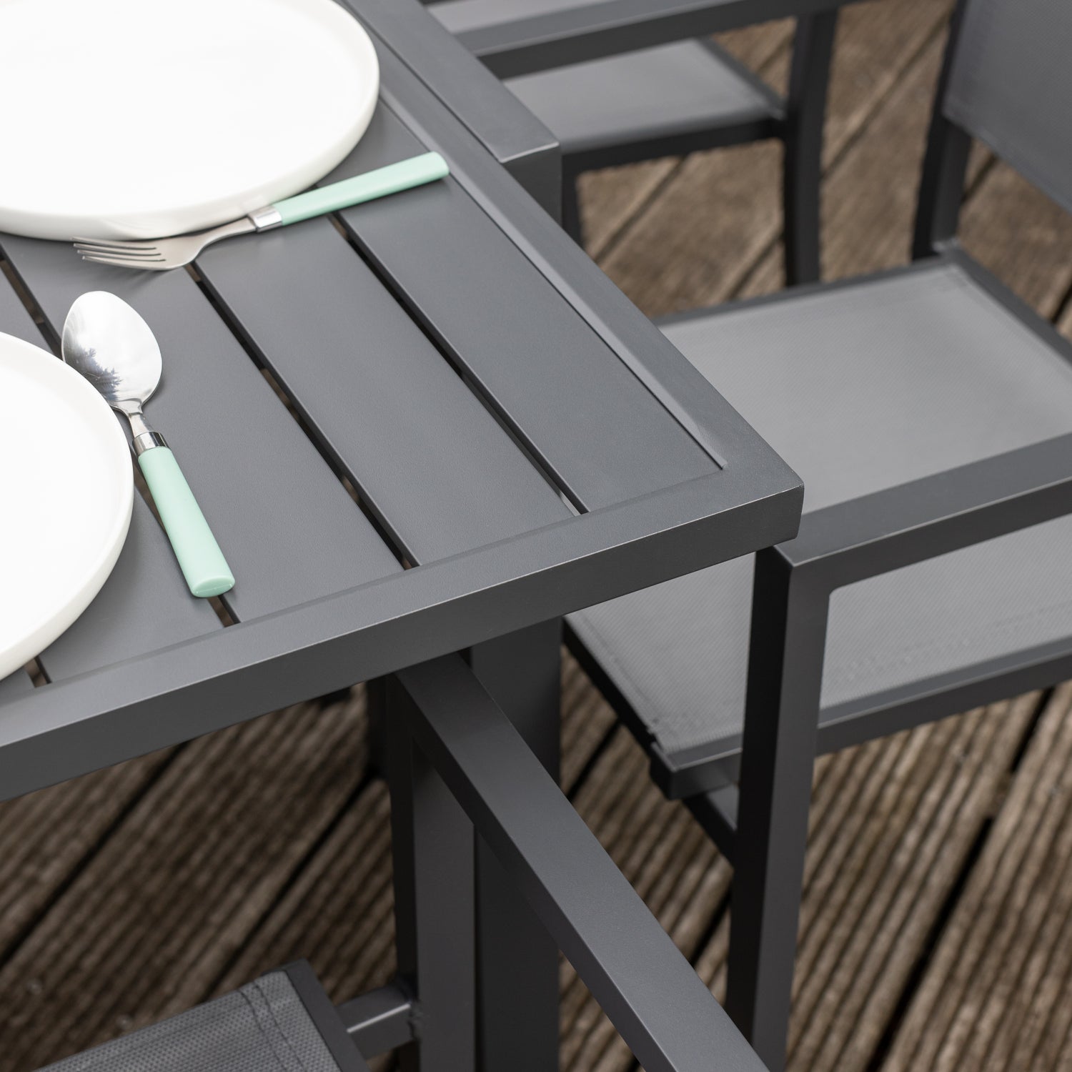 Salon de jardin 8 places gris et aluminium anthracite extensible 90/180 VENEZIA - 7