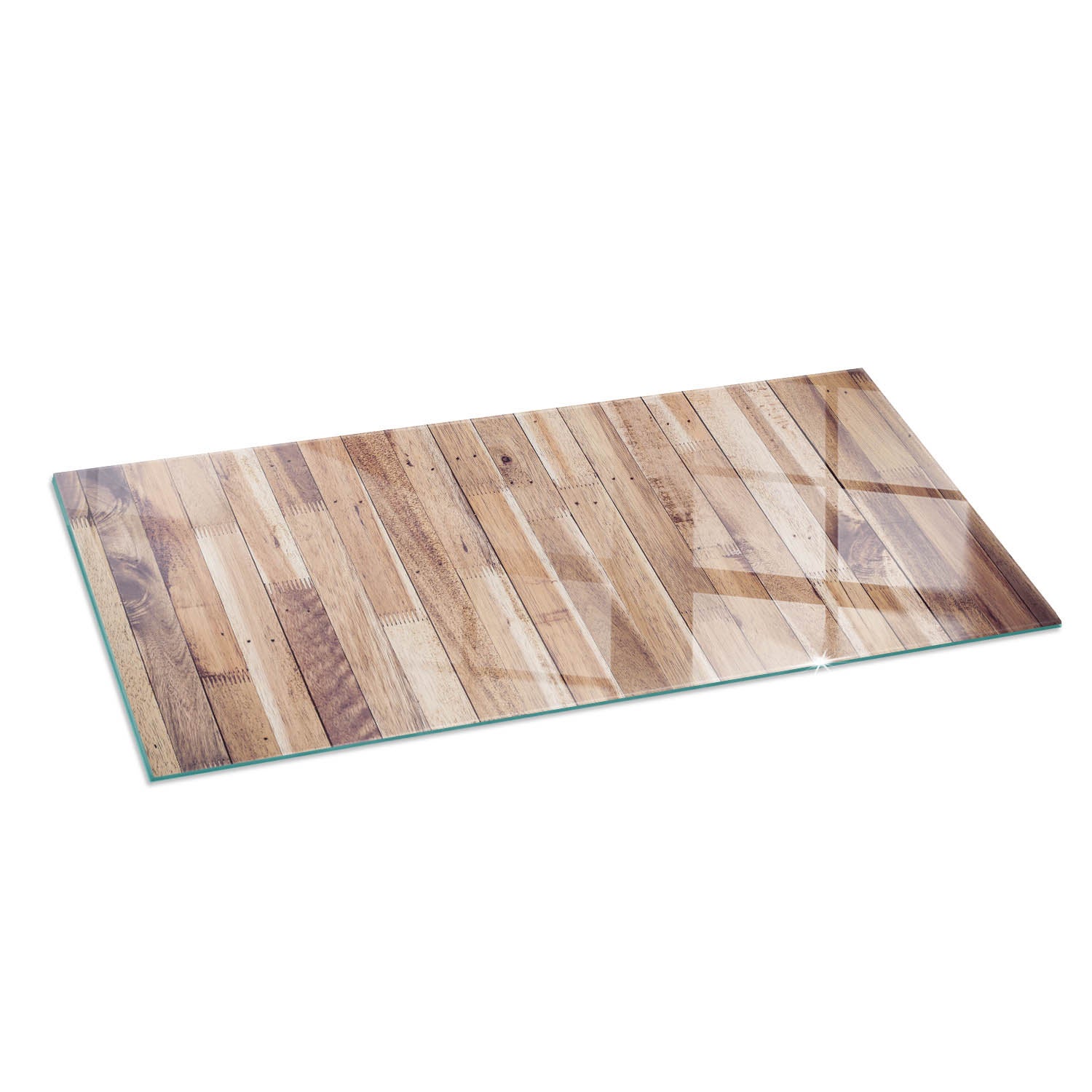 Szkło hartowane na podłogę pod kominek - 125x50 cm - Deska drewniana w układzie - TULUP