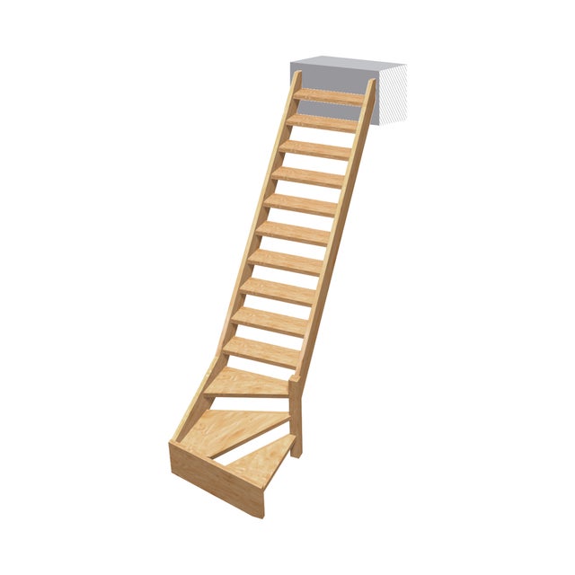 Escalier quart-tournant droit sapin, Normandie KORDO