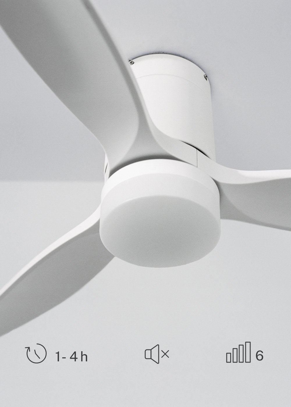 WIND CALM M - Ventilateur de plafond silencieux 40W avec pales techniques en ABS Ø132cm avec eclaraige sans wifi - 7