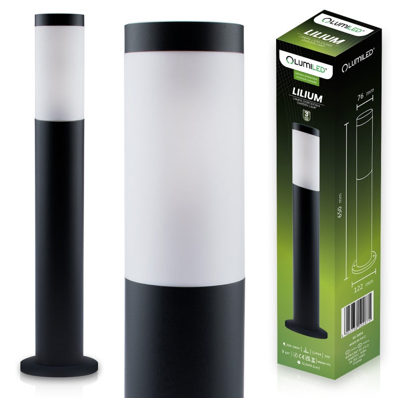 Lampa Ogrodowa Lumiled Zewnętrzna E27 Czarny Słupek 65cm 1 szt.