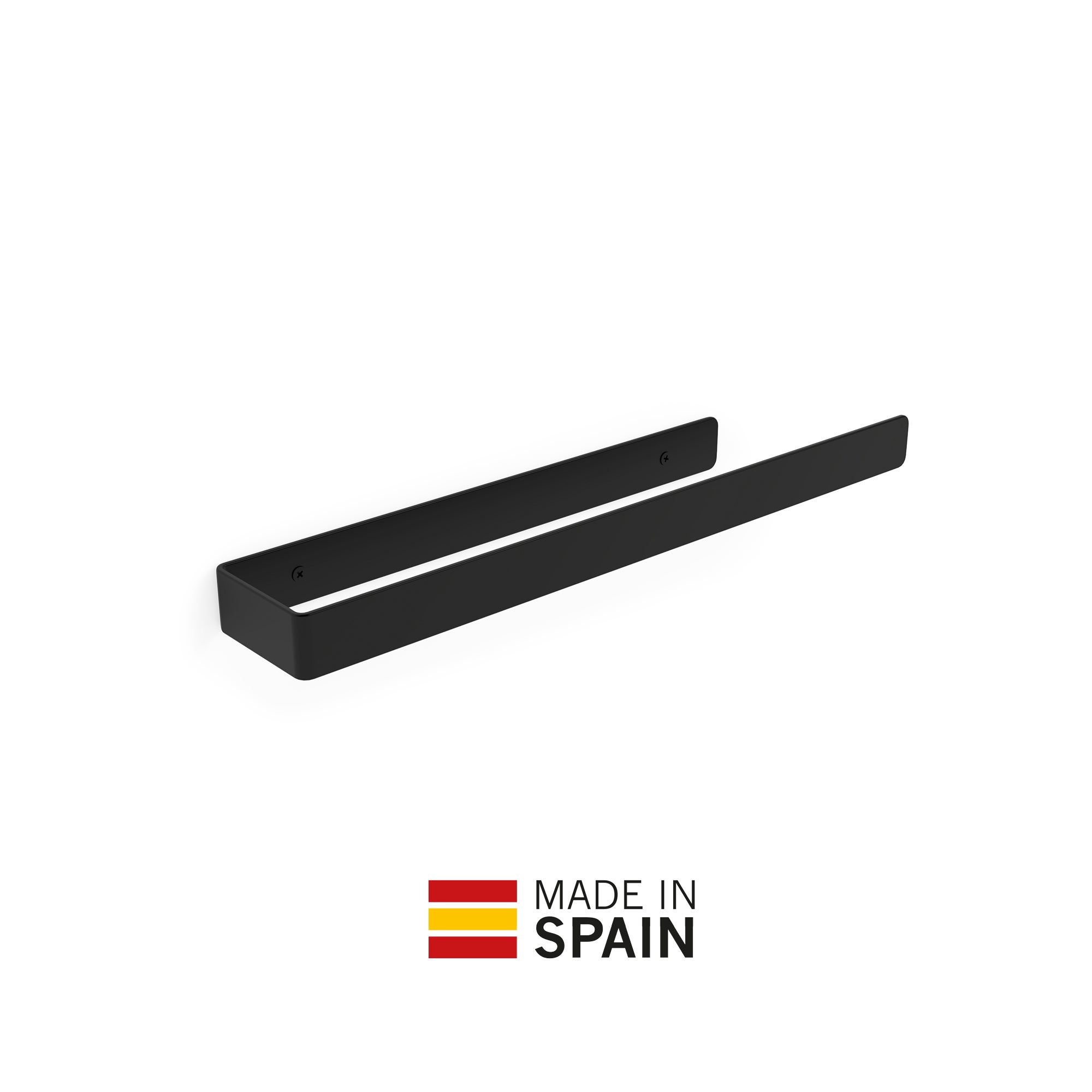 Portasciugamani adesivo da bagno in acciaio con finitura nero opaco | Portata massima: 2 kg | Dimensioni: 39 x 3 x 7 cm | - 3