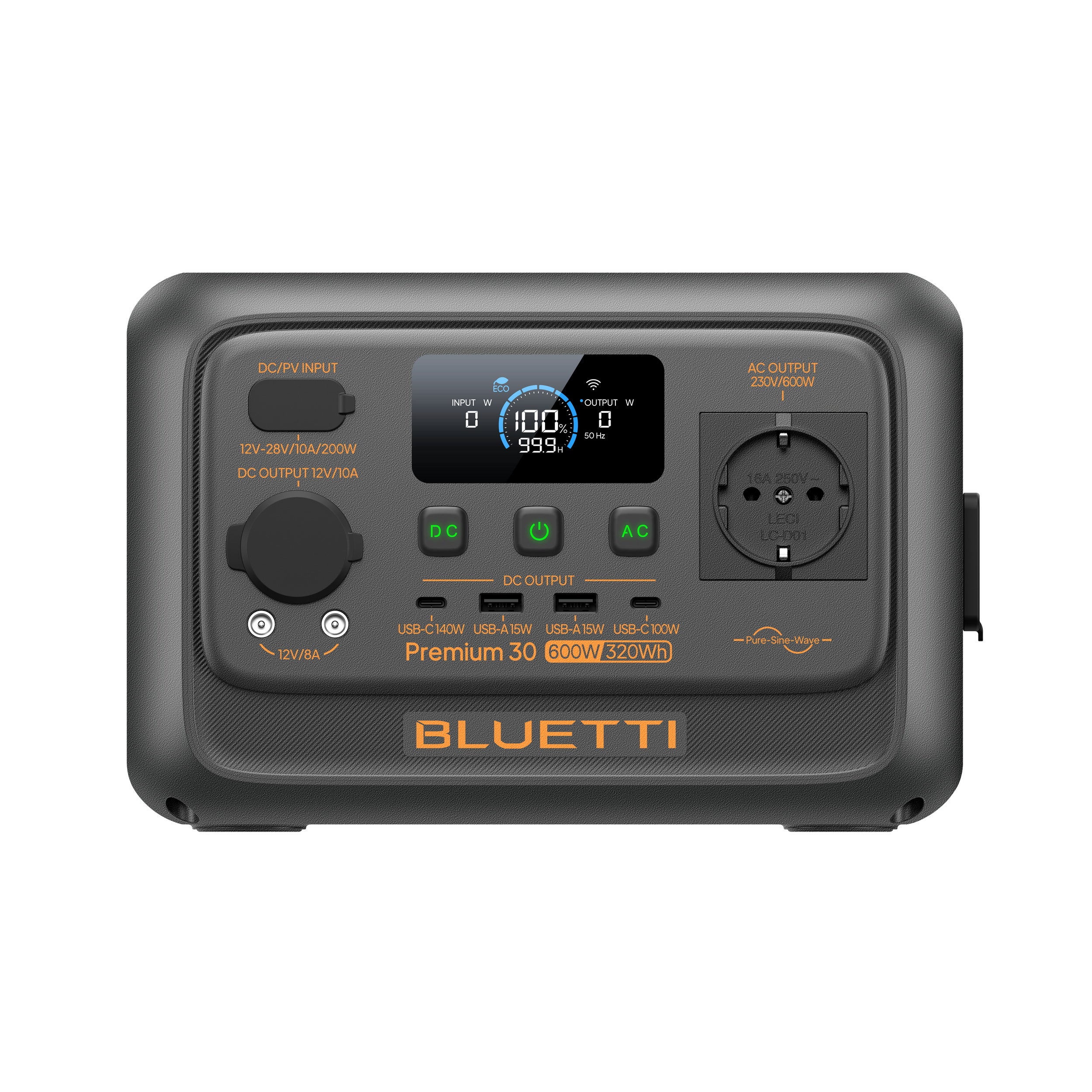BLUETTI Premium 30 V2 Estação de Energia Portátil - 320Wh, Saída AC 1x600W (1200W Máx) - 4