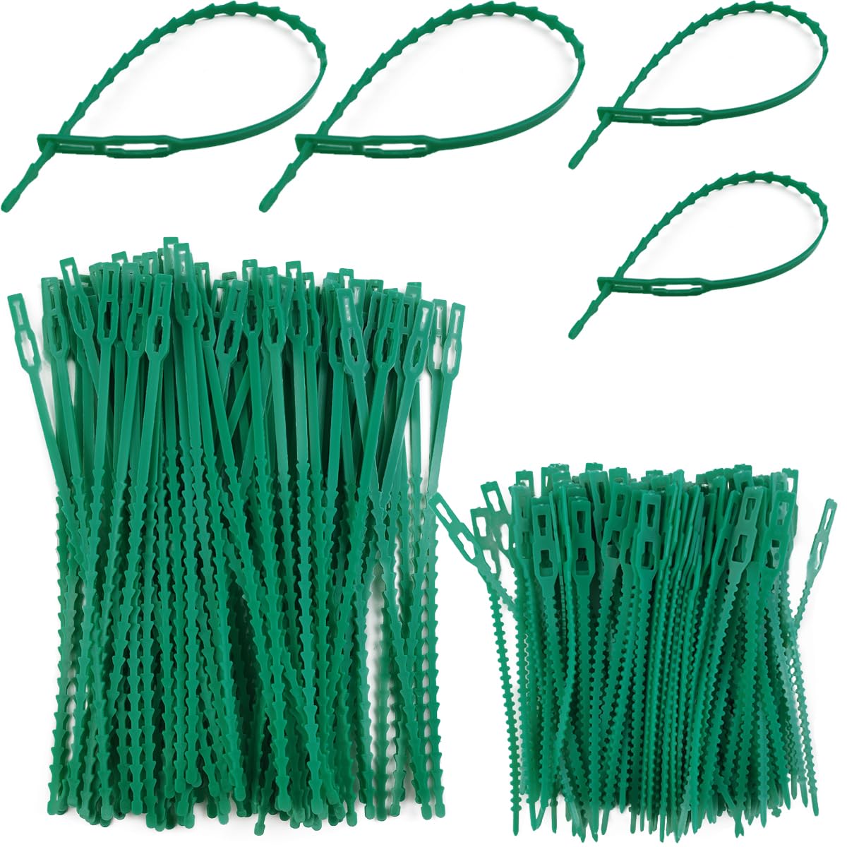 200 sztuk zielonych opasek ogrodowych o długości 22 cm, opaska do roślin ogrodowych, plastikowa opaska ogrodowa