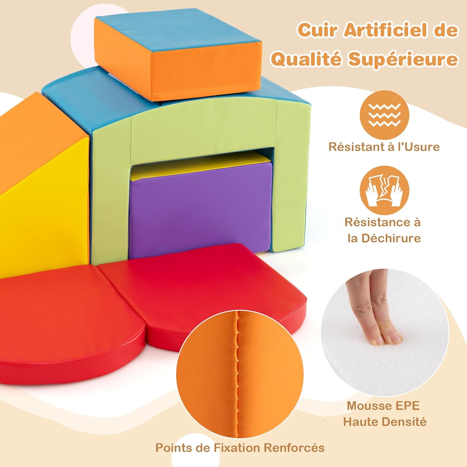 Parcours Motricité Bébé 6 Pièces: Module Motricité Enfant Blocs Mousse Éducatifs -Blocs De Construction Géants-Kit De Château - Sport