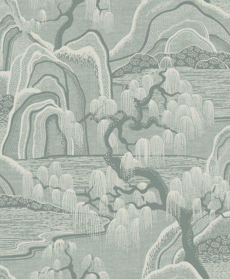 Papel pintado paisaje boscoso verde - 53 cm x 10.05 m - borastapeter