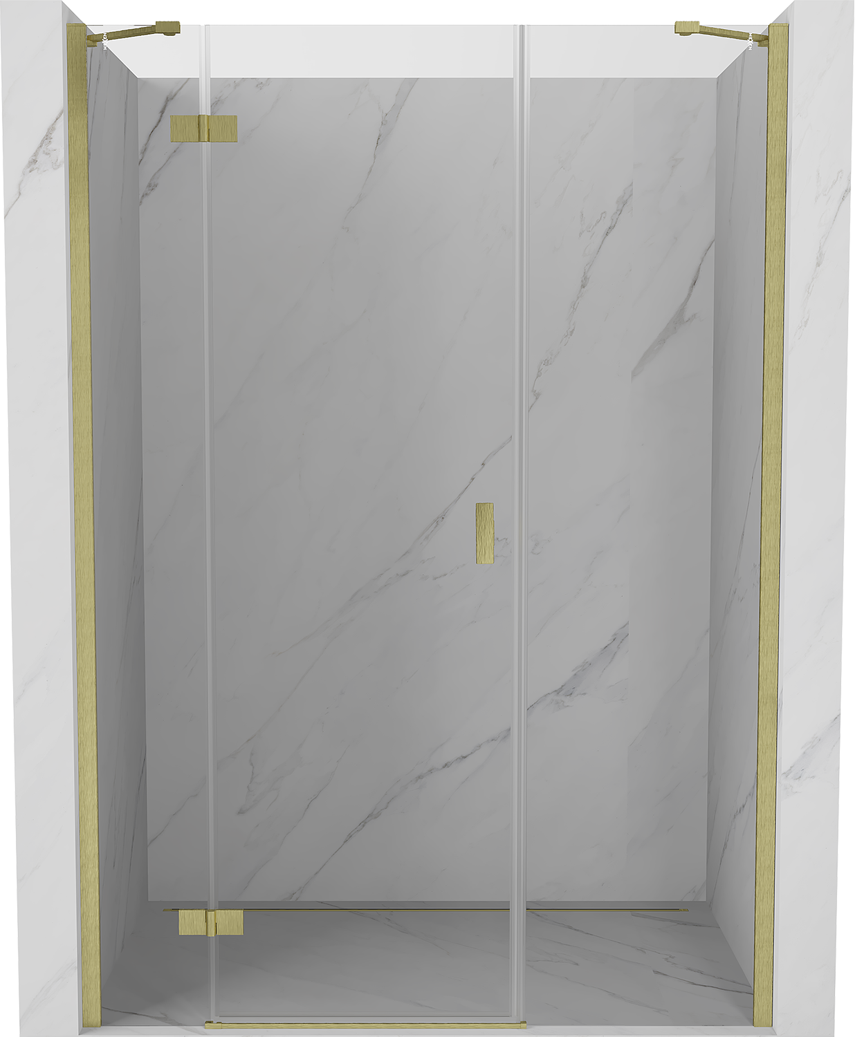 Mexen Mist-H drzwi prysznicowe uchylne lewe 125 cm, transparent, złote szczotkowane - 8A5-125-001-55-00-L