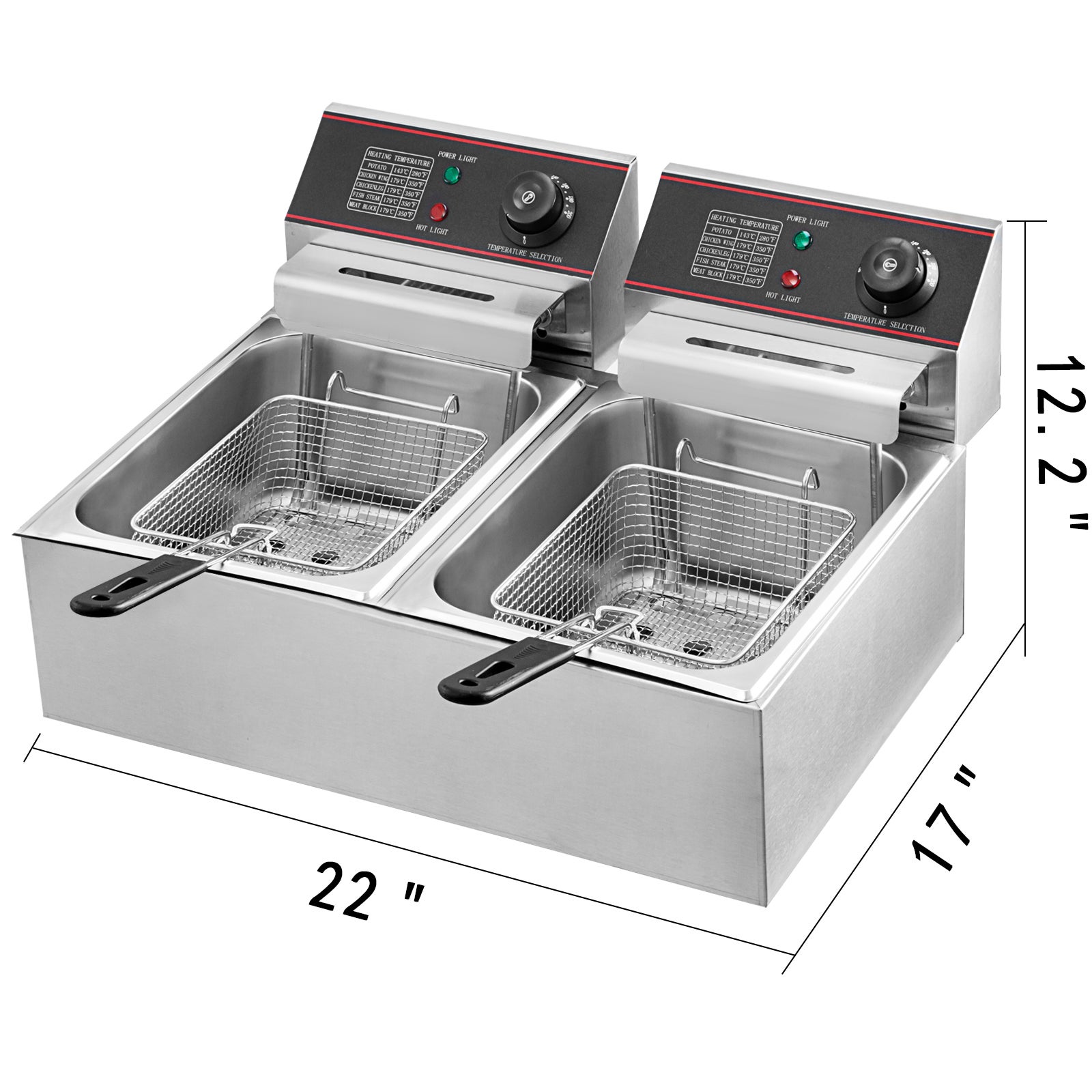Friteuse 6000W 12L Commerciale,SucceBuy double panier en inox,contrôle de température réglable,facile à nettoyer,qualité alimentaire - 2
