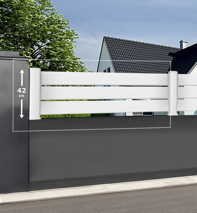 Module de clôture PVC blanc ajouré H 42 x L 150 cm ajourage horizontal