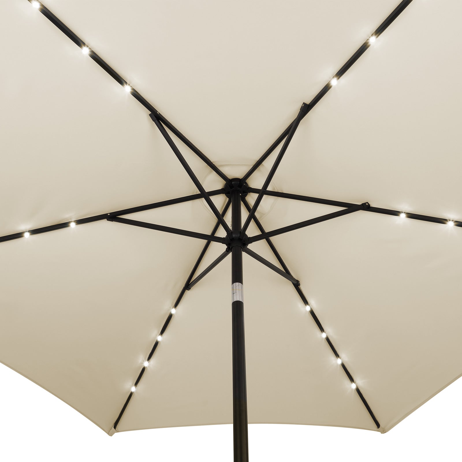 KINGSLEEVE® Parasol de jardin extérieur LED solaire 270cm beige Pare-soleil inclinable avec manivelle Protection UV 80+ - 3