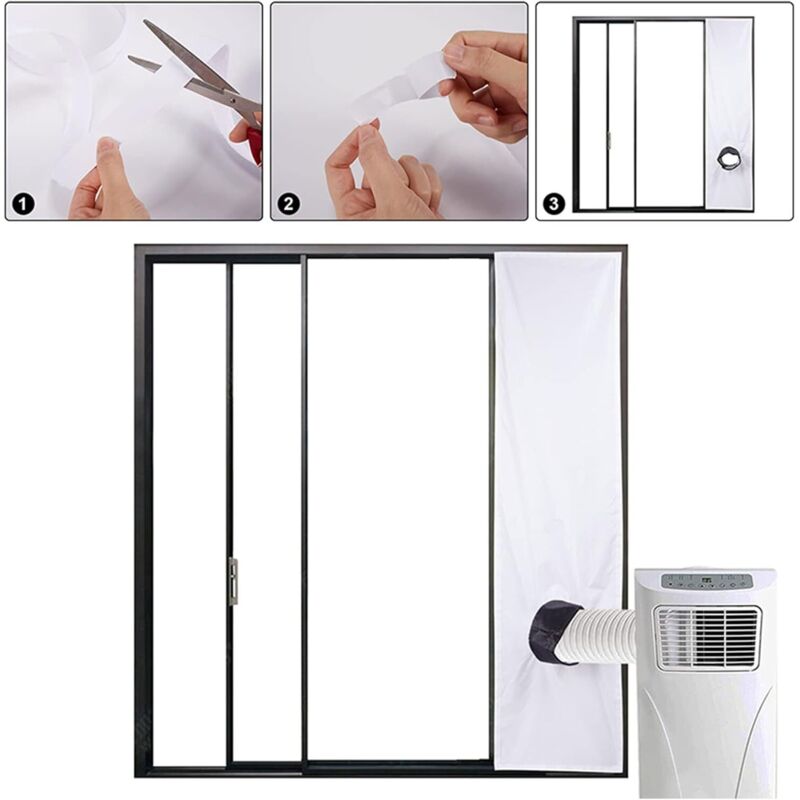 Kit de joint de fenêtre universel pour climatiseur portable et sèche-linge, tissu étanche avec coupleur réglable et corde de tension (1 pièce, 2 m) - 4