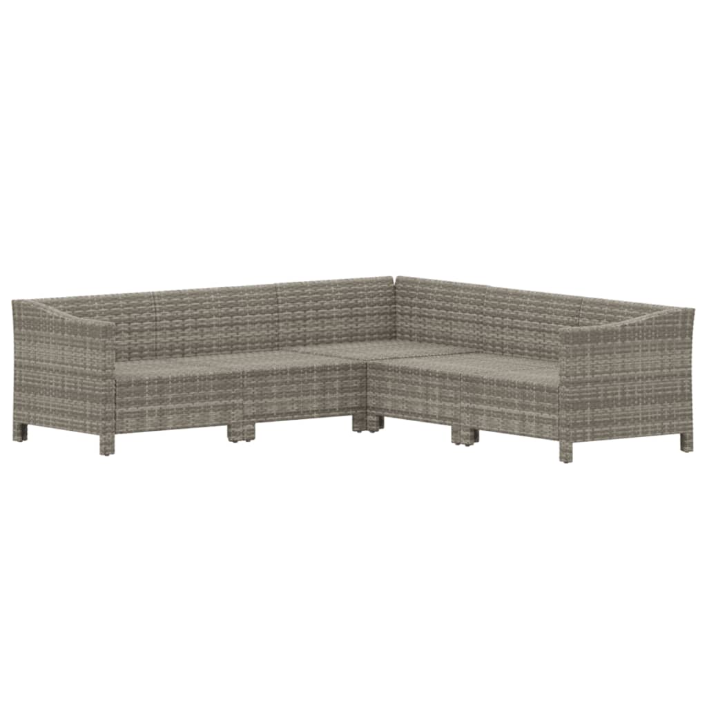 Maison Exclusive - 5 pcs conjunto lounge de jardim c/ almofadões vime PE cinzento - 4