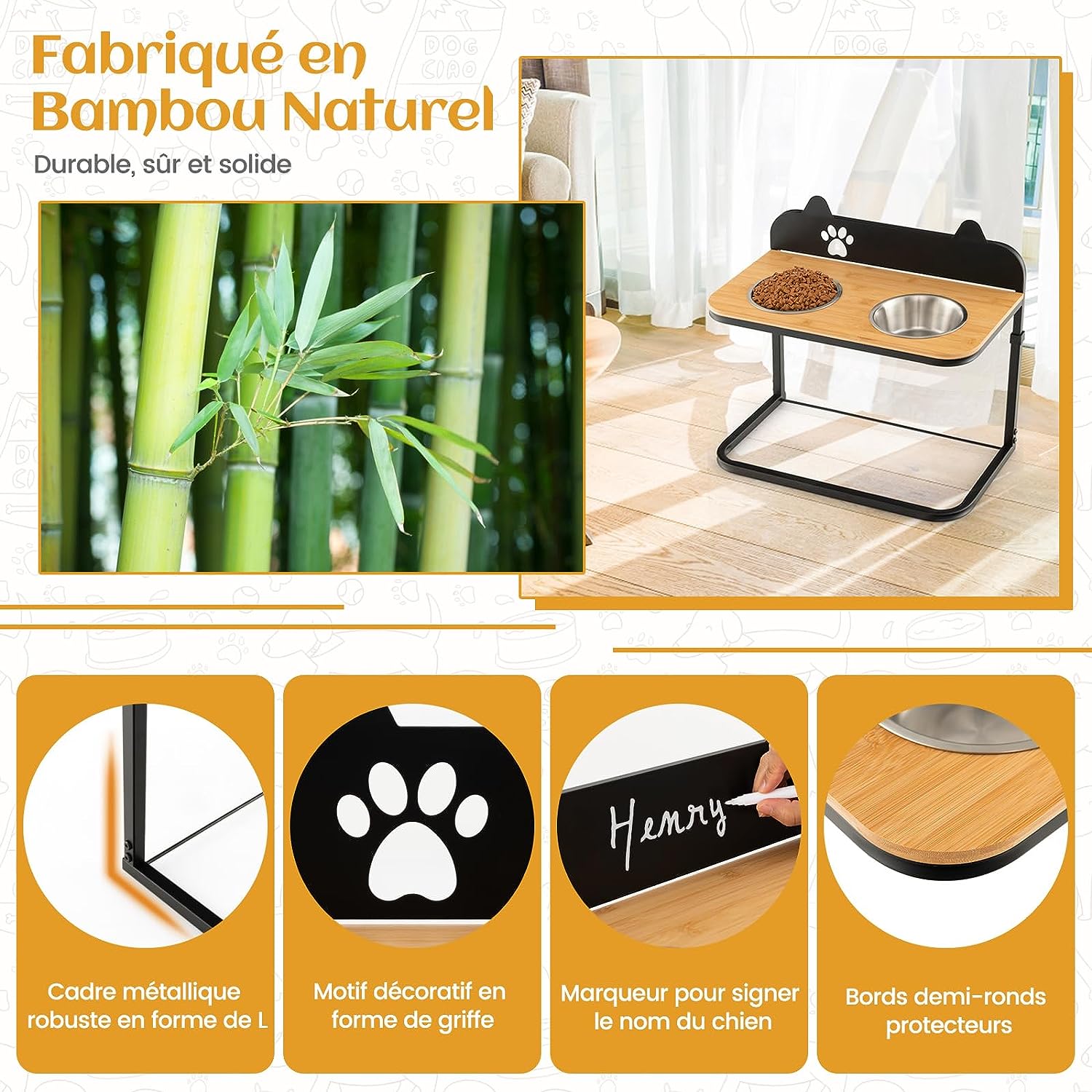 Gamelle Murale Magnétique Pour Chien/chat - Acier Inoxydable, Inclinée 15°, Adhésif Puissant Ou Pose Au Sol, Lavable Au Lave-vaisselle