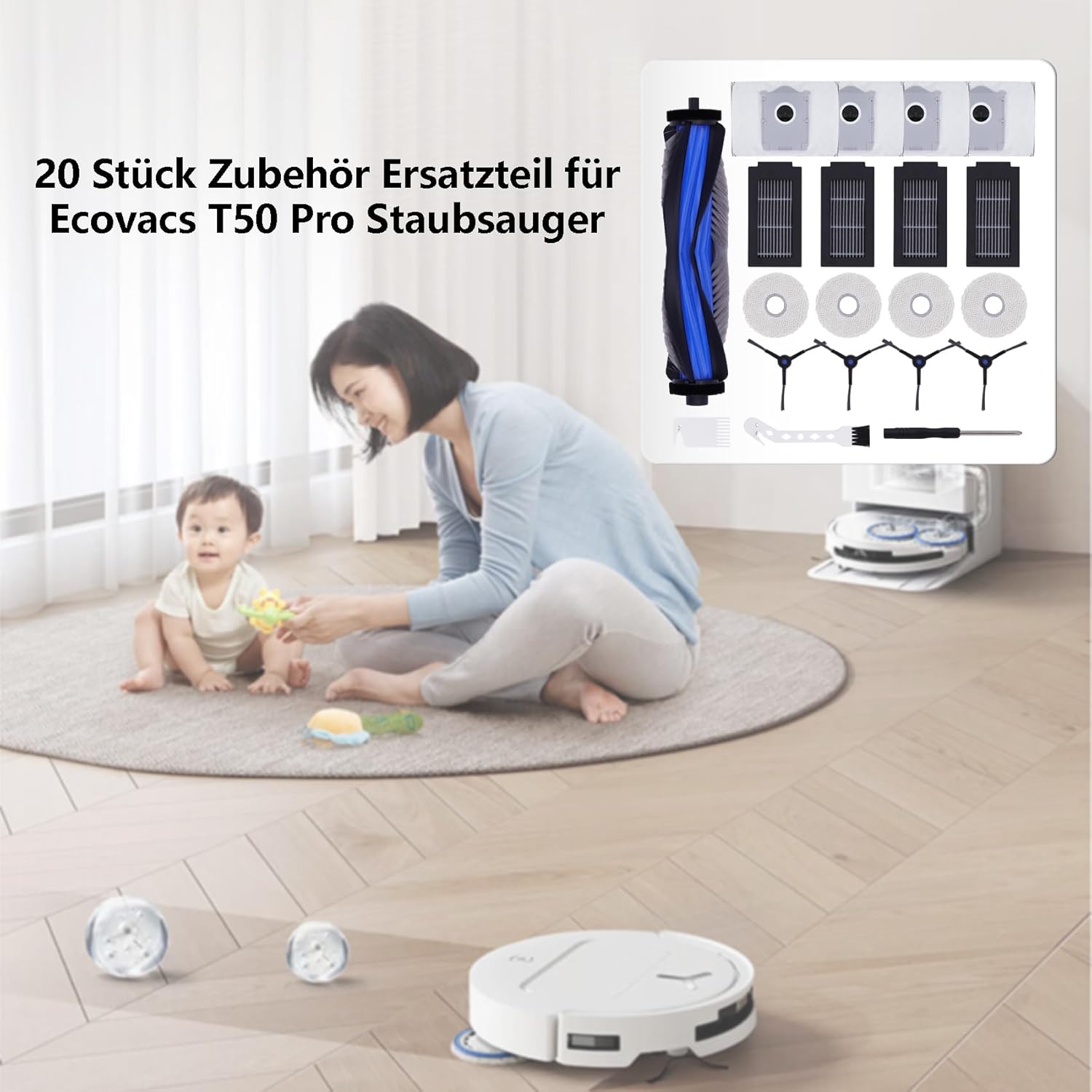 Kit d'accessoires de remplacement pour Ecovacs T50 Pro Omni - 8