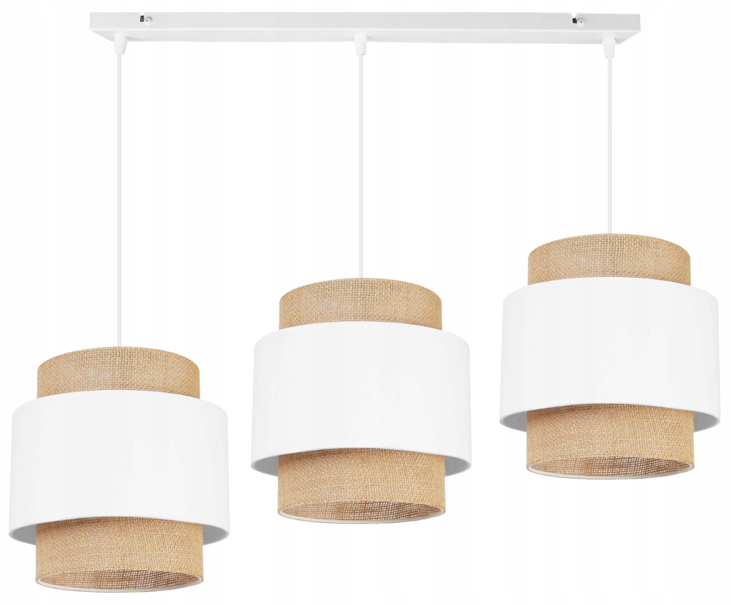 Lampa sufitowa wisząca Boho pozioma loft 3xE27 abażur juta biały Light Home LH