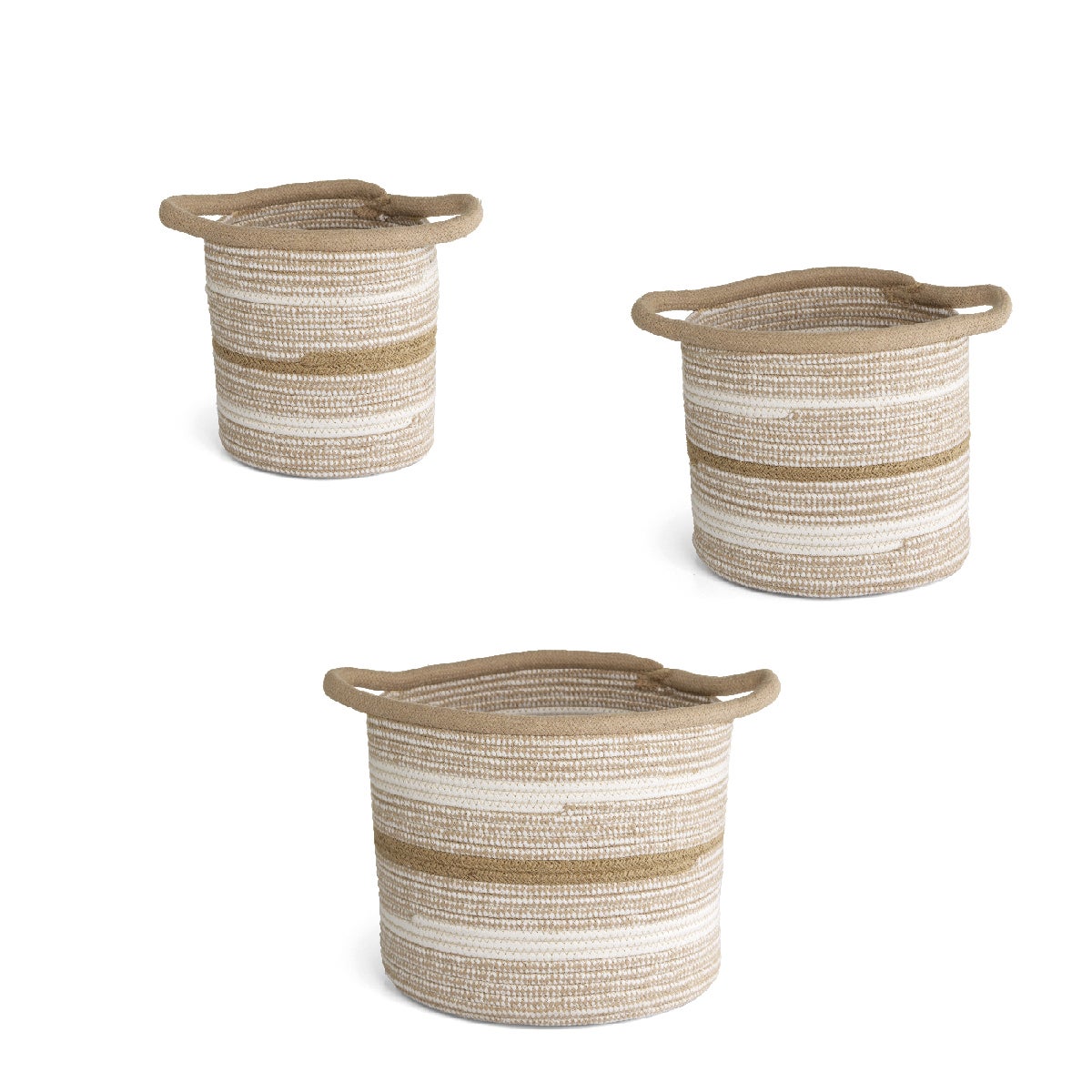 Set 4 Cestini in Corda di Cotone Tinta Unita Design Moderno ed Elegant