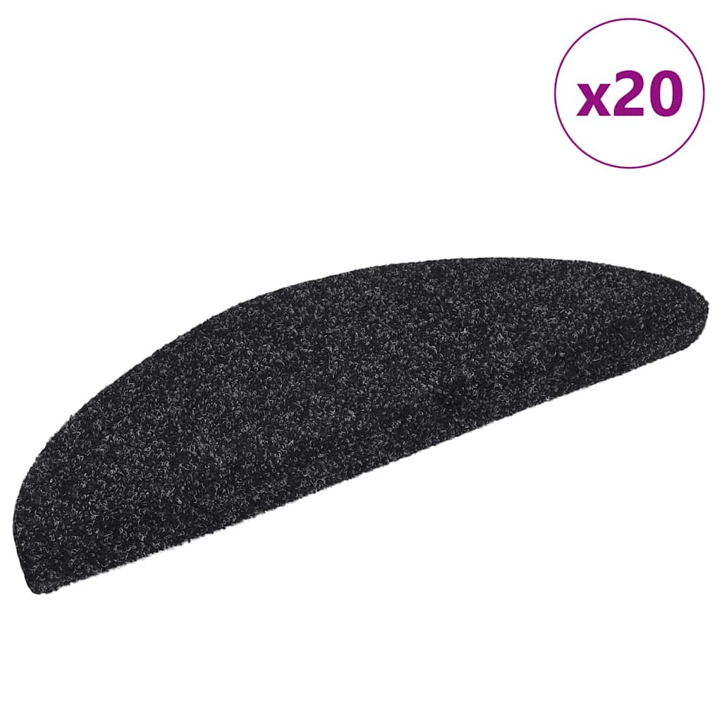 Tapis d'escalier auto-adhésifs 20 pcs | Paillasson d'escalier | Tapis de marche noir 56x17x3 cm CFW211218 - 2
