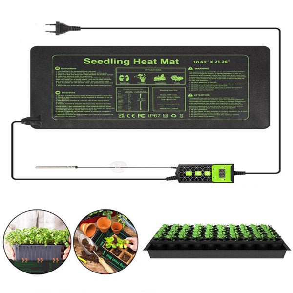 Mata grzewcza dla roślin 10" x 20,75", elektryczna mata grzewcza do kiełkowania nasion, sadzonek, warzyw i kwiatów, 20°C/68°F-42°C/108°F