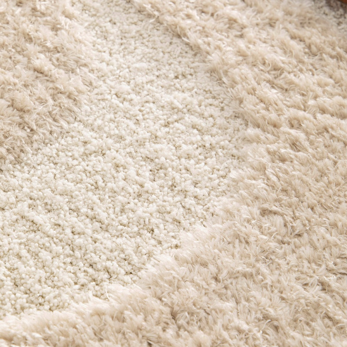 Tappeto shaggy morbido a rilievo geometrico beige 160x230 - 5