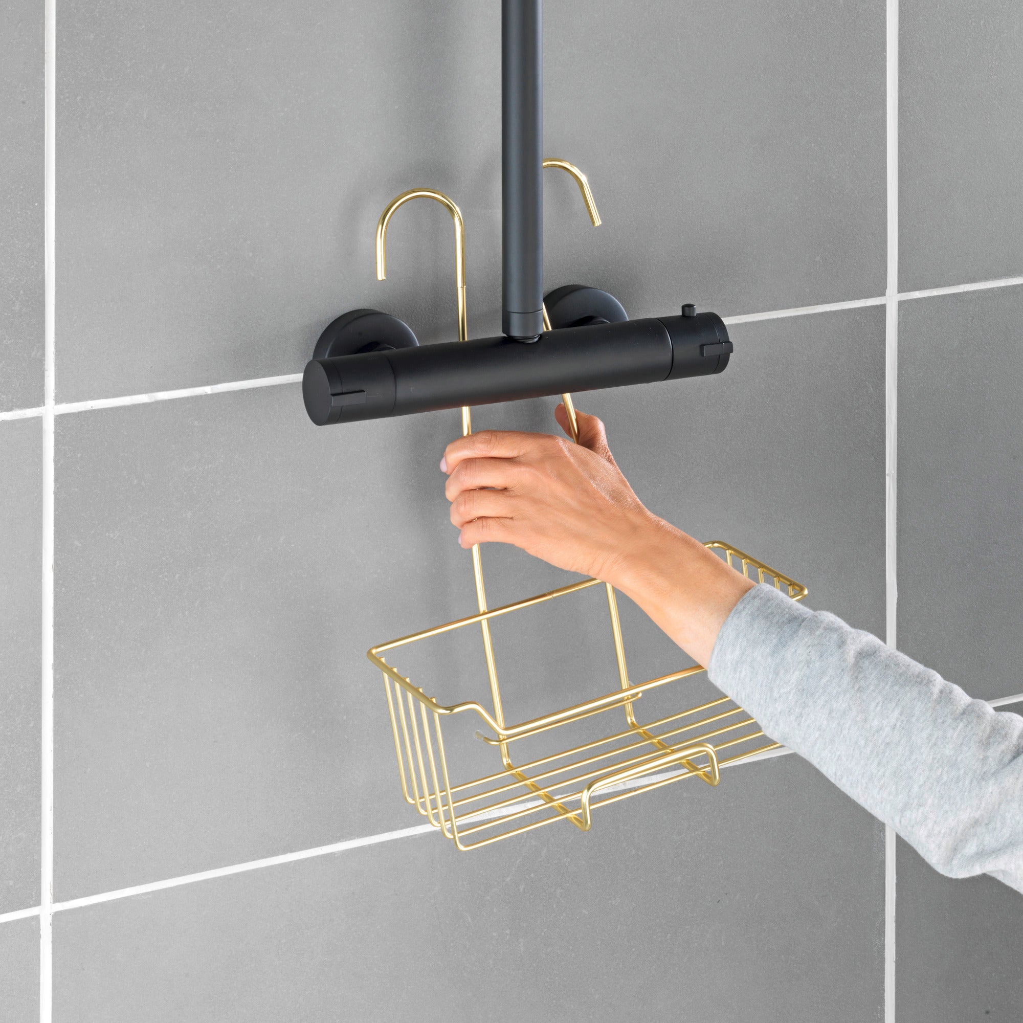 Organisateur de douche Milo jaune / doré 25x36x14 cm - 5