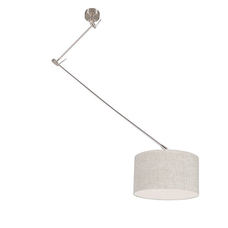 Stalowa lampa wisząca z kloszem 35 cm szara regulowana - Blitz