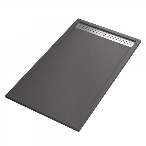 Piatto doccia in resina Grigio scuro foro laterale PLUS
