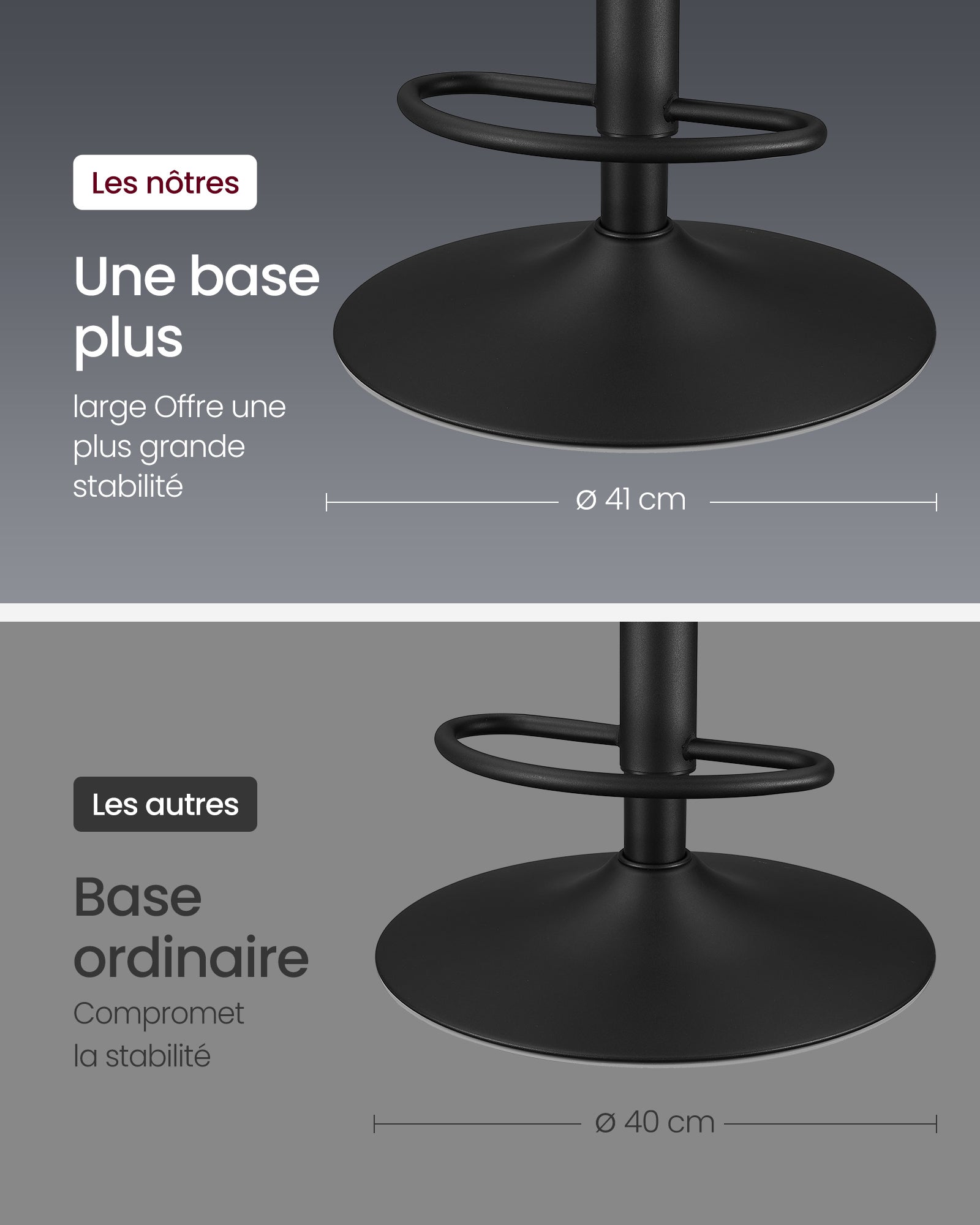 Tabourets de Bar, Lot de 4, Siège Pivotant à Hauteur Réglable, en PU, avec Dossier et Repose-Pieds, Noir d'encre - 8