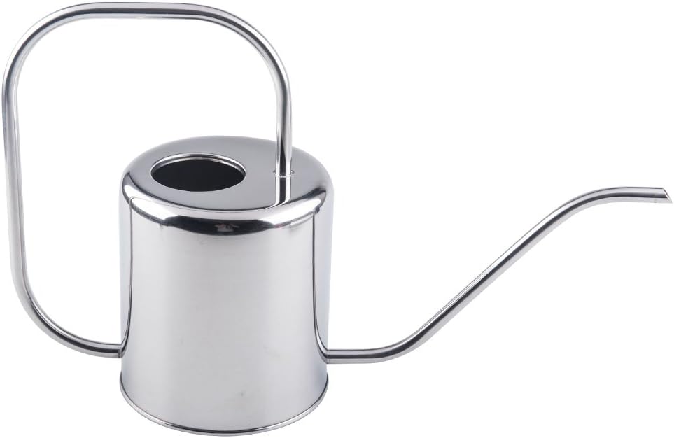 Konewka ze stali nierdzewnej 1,5 l - Metalowa konewka ze stali nierdzewnej - Z długim dzióbkiem - Do użytku wewnątrz i na zewnątrz - Srebrna