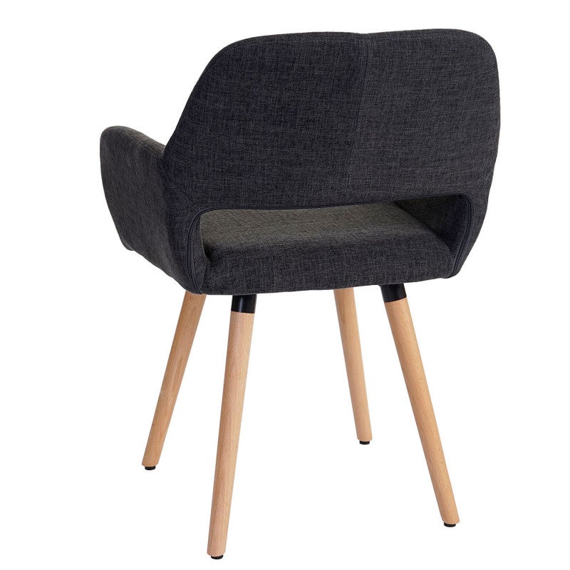 Krzesło do jadalni HWC-A50 II, krzesło kuchenne, design retro 50s ~ tkanina, ciemnoszary, jasne nogi