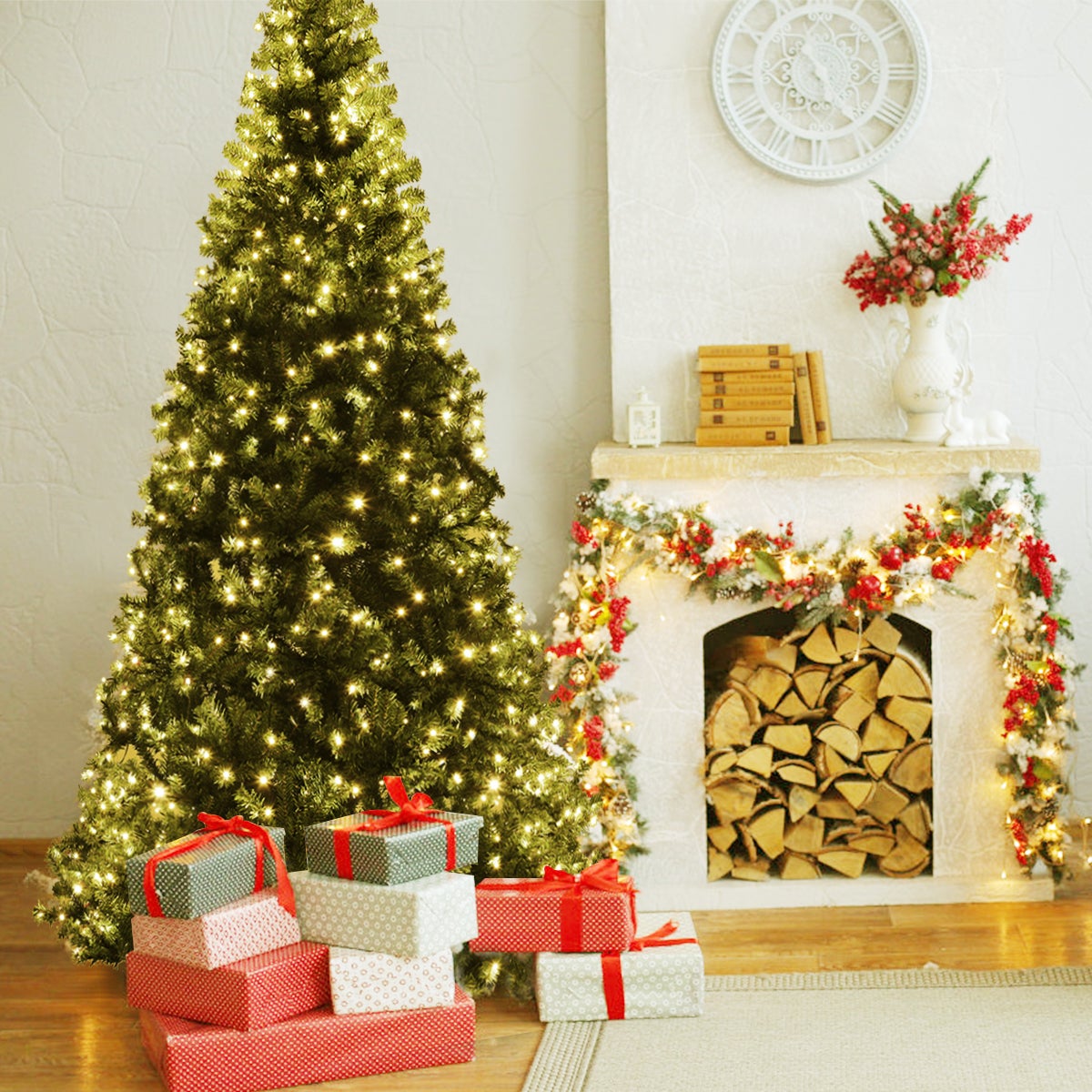 Albero di Natale Automatico 180 cm, Illuminato a 350 LED Incorporate, 1000 Rami Folti in PVC, Base Pieghevole in Ferro, Montaggio Facile - 7