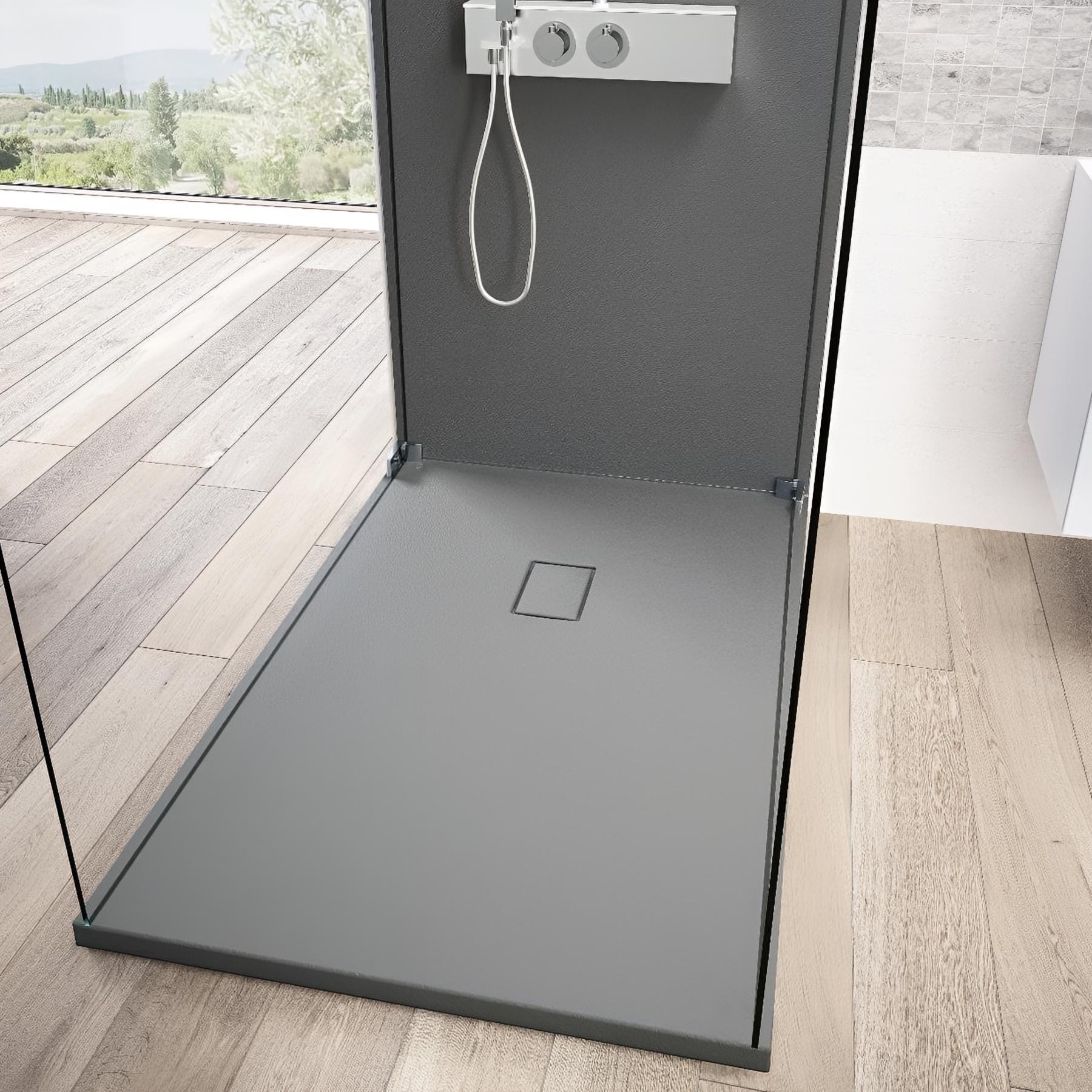 Receveur De Douche 100X100 Cm Ligne Vulcano Fin Noir + Cabine De Douche 100x100 Cm Avec Ouverture Angle Frascio 86925567 Receveur De Douche 100X100 Cm Ligne Vulcano Fin Noir + Cabine De Douche 100x100 Cm Avec Ouverture Angle Frascio 86925567