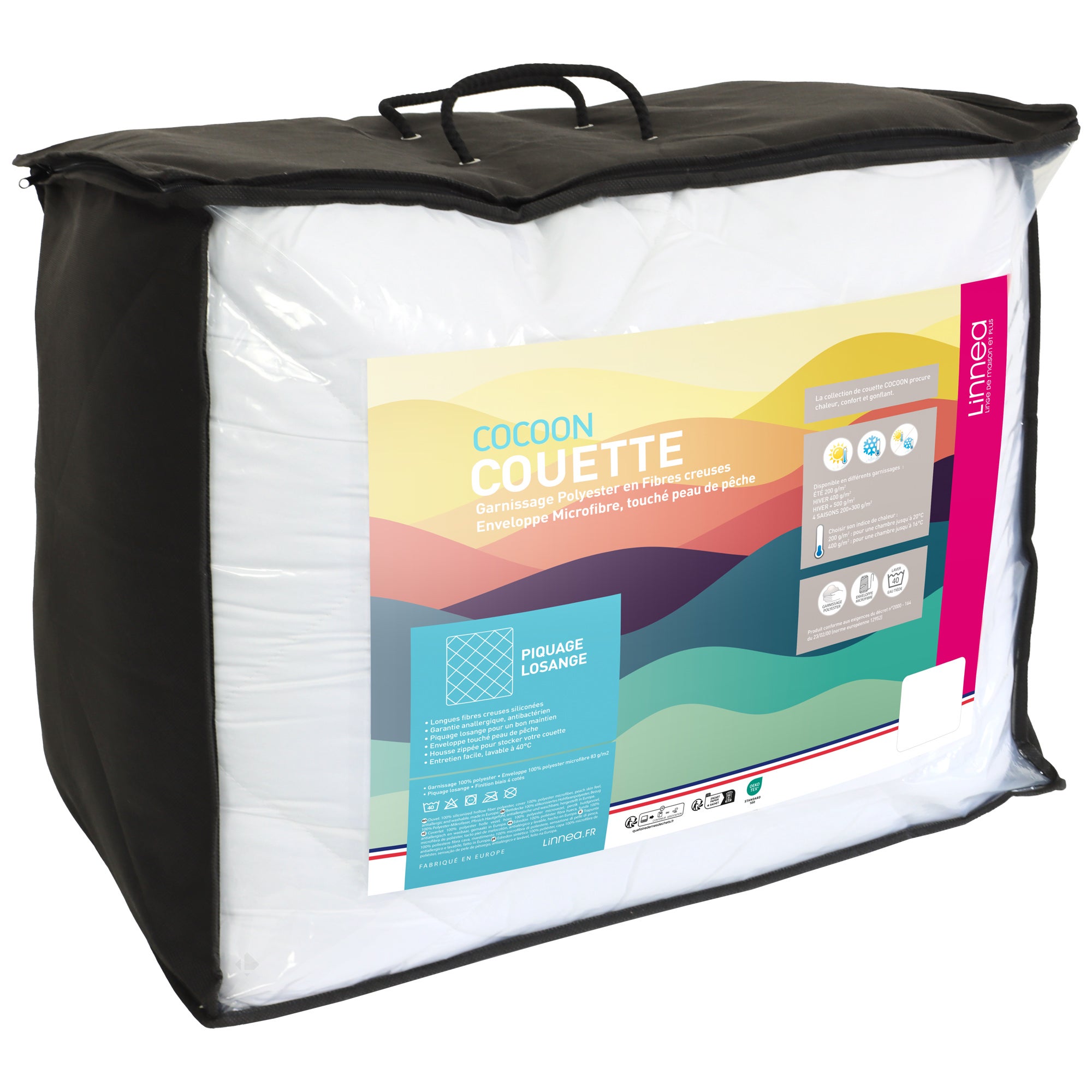 Couette 4 saisons 240x220 cm COCOON garnissage fibre polyester 200+300 = 500 g/m2 - 5