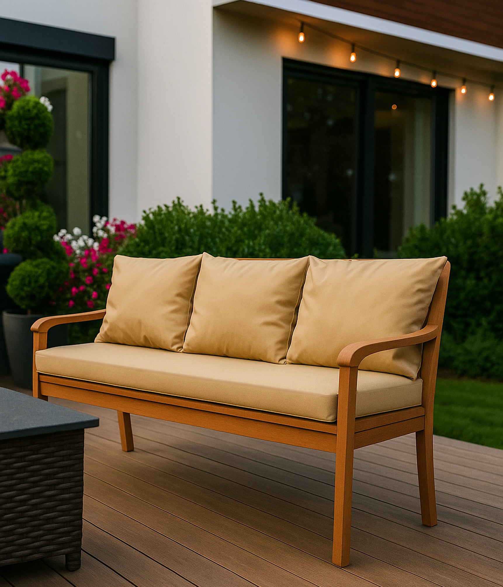 Coussin pour banc 180x60x50cm, Coussins pour balancelle de jardin Beige, couvertures amovibles, Coussin extérieur/intérieur - 4