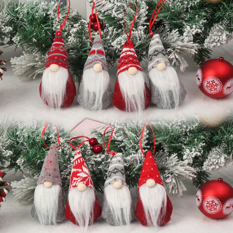 Zestaw wiszących świątecznych skrzatów ręcznie robione skandynawskie skrzaty świąteczne szwedzkie lalki Tomte ozdoby na przyjęcie bożonarodzeniowe x