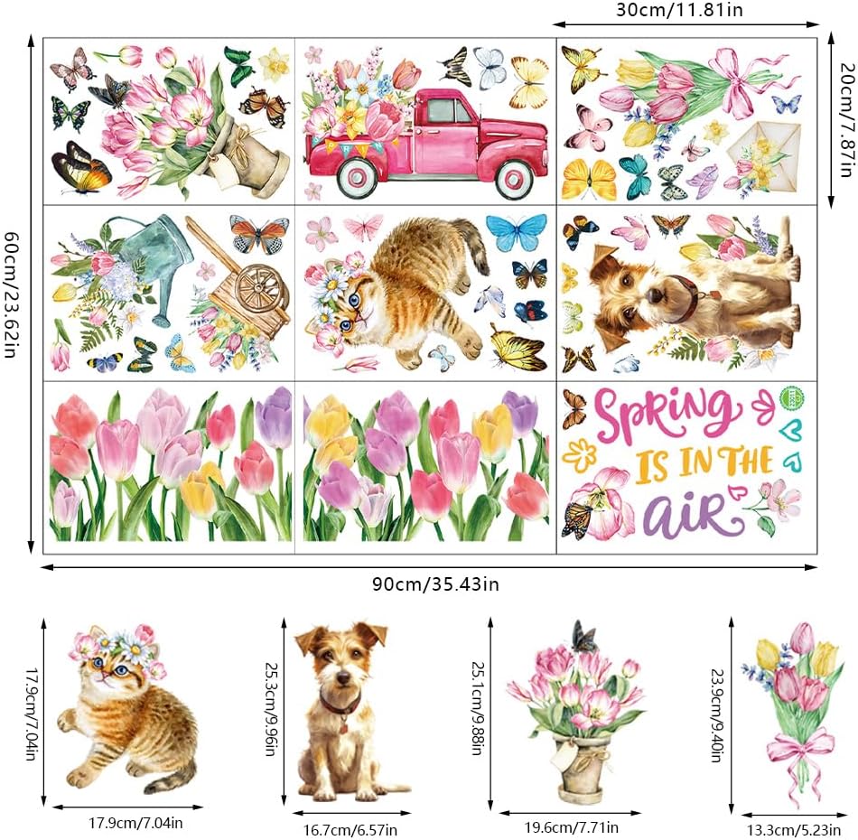 Autocollants Vintage Tulipes Années 40 – Déco Cuisine Style Chalet #A31 (Neufs)