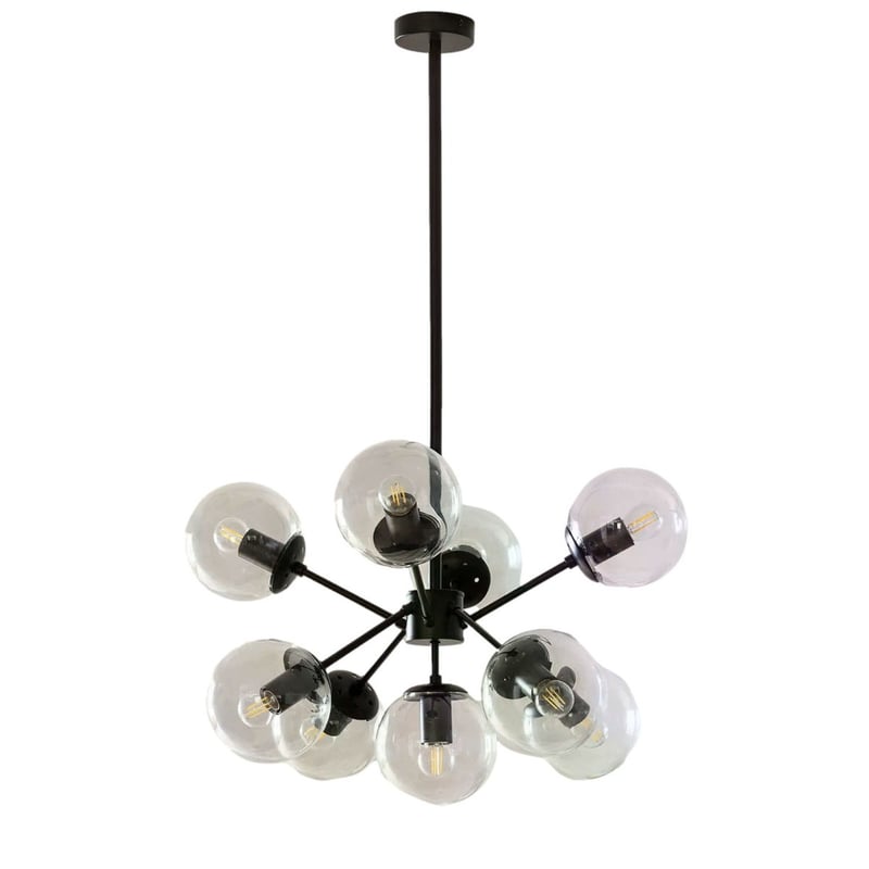 Lampa wisząca Sierra czarno-przezroczysta 9xE27x40W wym: 98 x 64 x 64 cm szkło Abruzzo