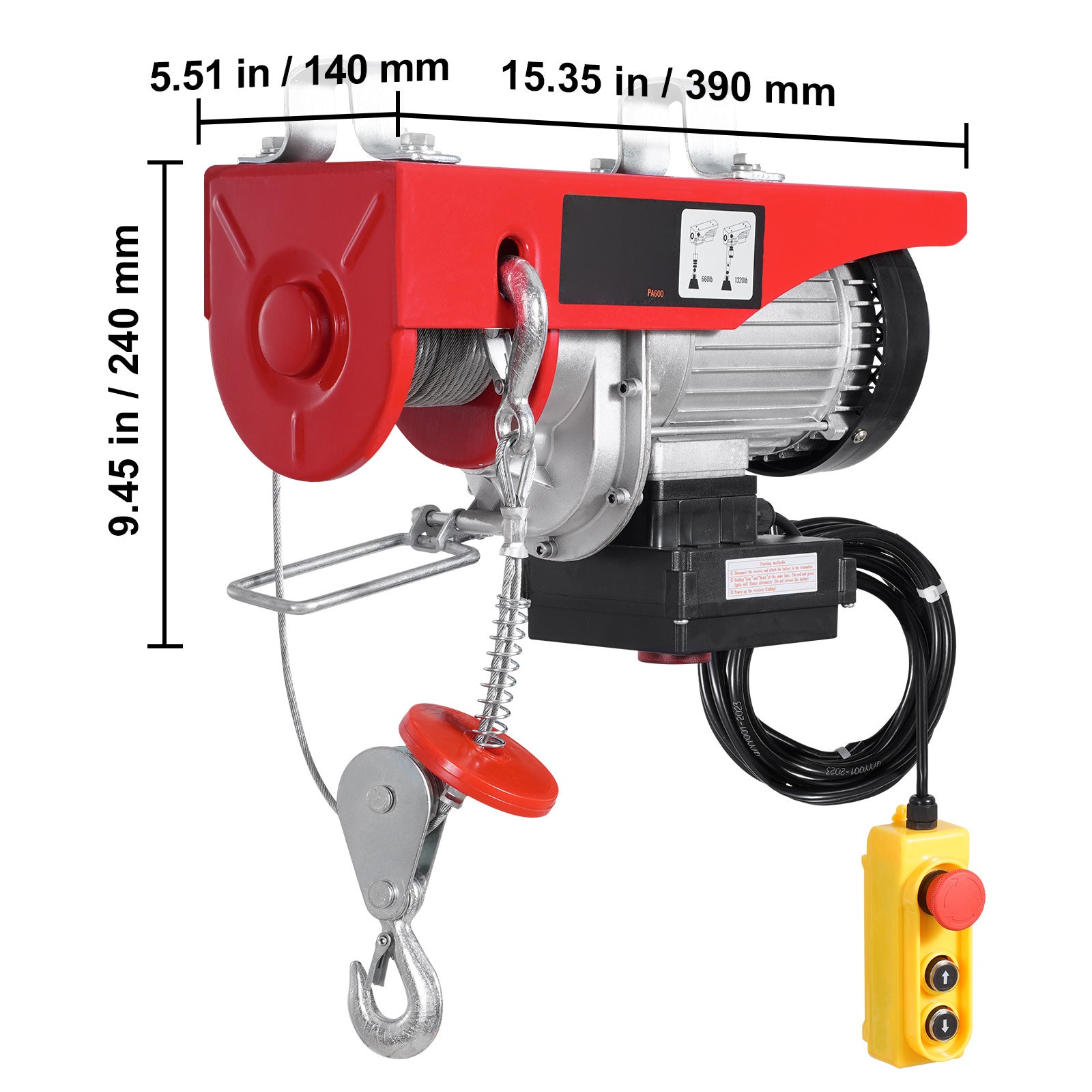 O guincho elétrico,SucceBuy com capacidade de elevação de 1320 libras,é um guincho elétrico de 230 V. Vem com um controle remoto sem fio - 2
