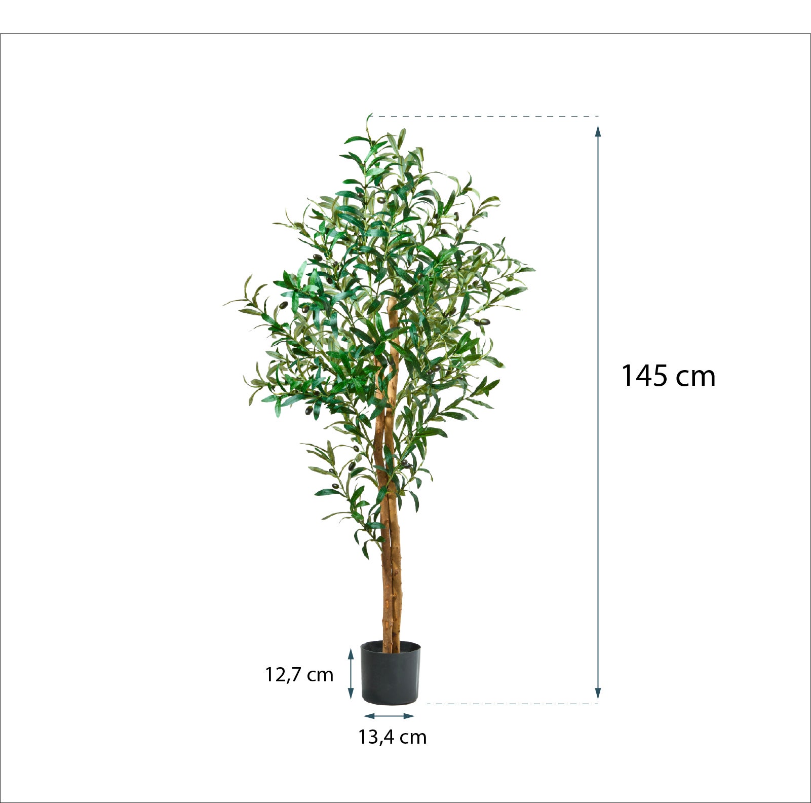 Olivier artificiel 145 cm, Plante décorative avec Feuilles et Olives réalistes pour salon, chambre ou bureau - 4