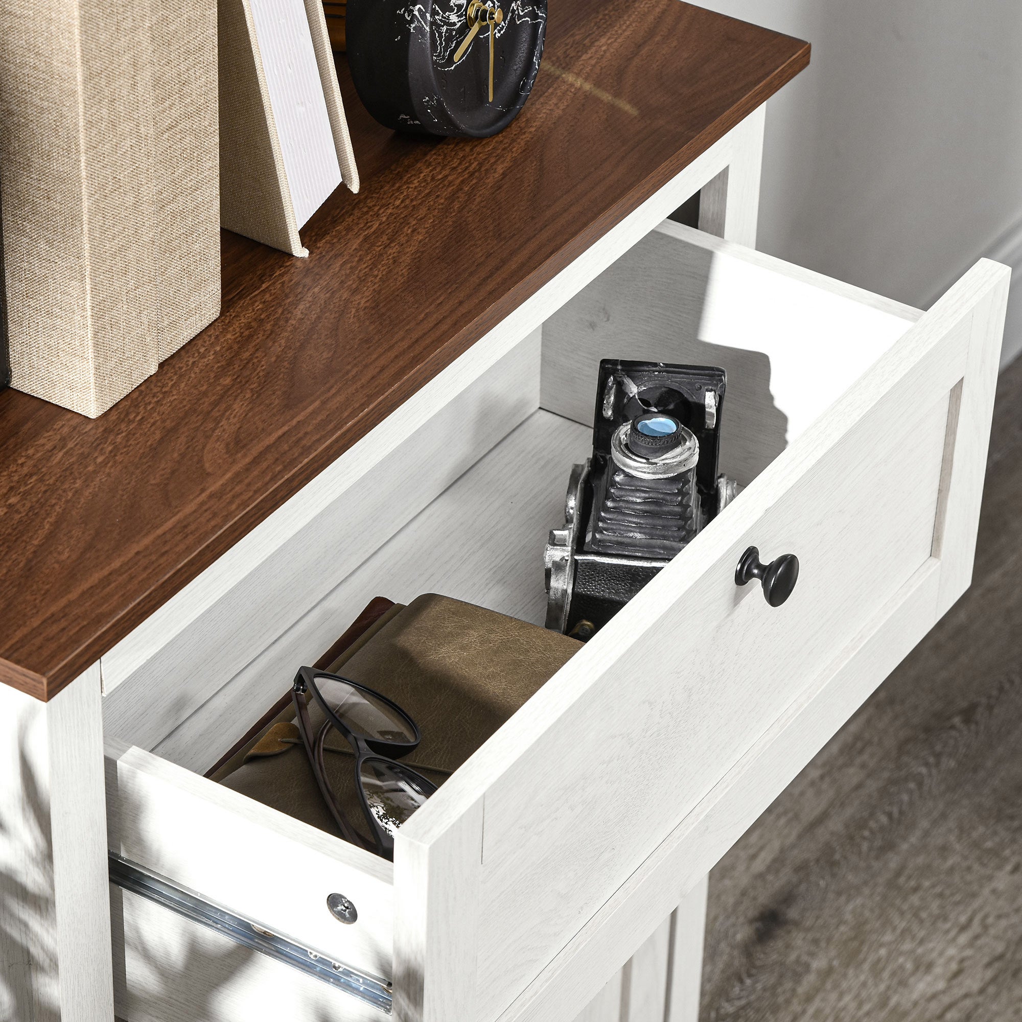 Meuble de rangement buffet multi-rangements 2 portes avec étagère réglable 1 tiroir,dim. 60Lx30Px87,5Hcm - 9