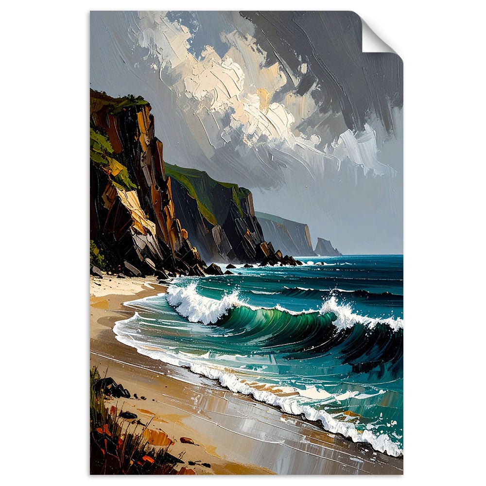 Plakaty samoprzylepne do salonu sypialni, Morze Plaża Skały Góry 20x30
