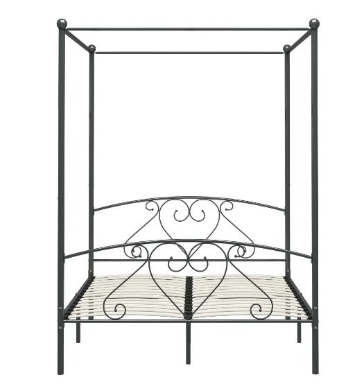 Lit à baldaquin métal gris Tommy 160x200 cm - 3