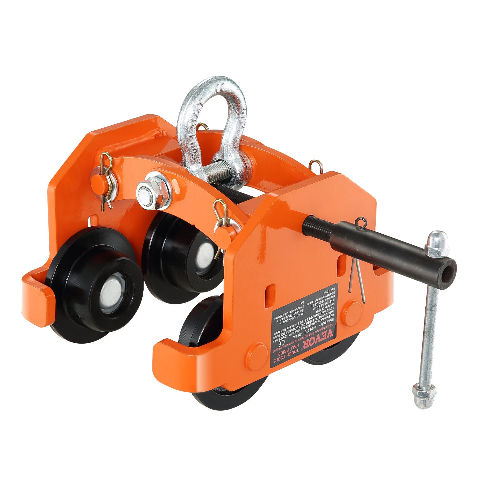 Chariot Porte-Palan VEVOR 2 Tonnes – Réglable 63,5-177,8 Mm, Acier Allié Robuste Pour Poutre I Droite & Incurvée