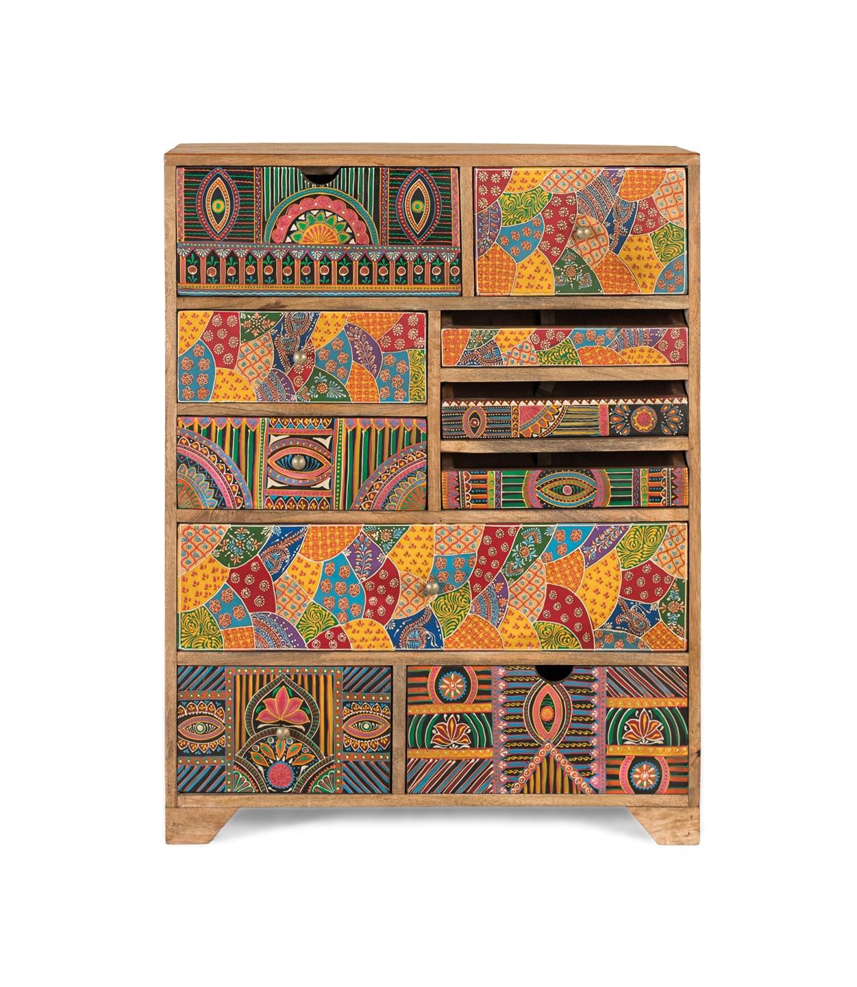 Komoda z drewna mango 70 cm w stylu boho etnicznym - 90x70x30 GYC