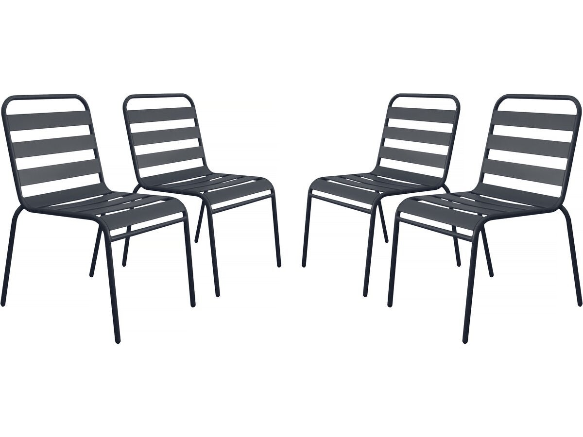 Zestaw 4 składanych metalowych krzeseł ogrodowych "Bilbao" - Szary