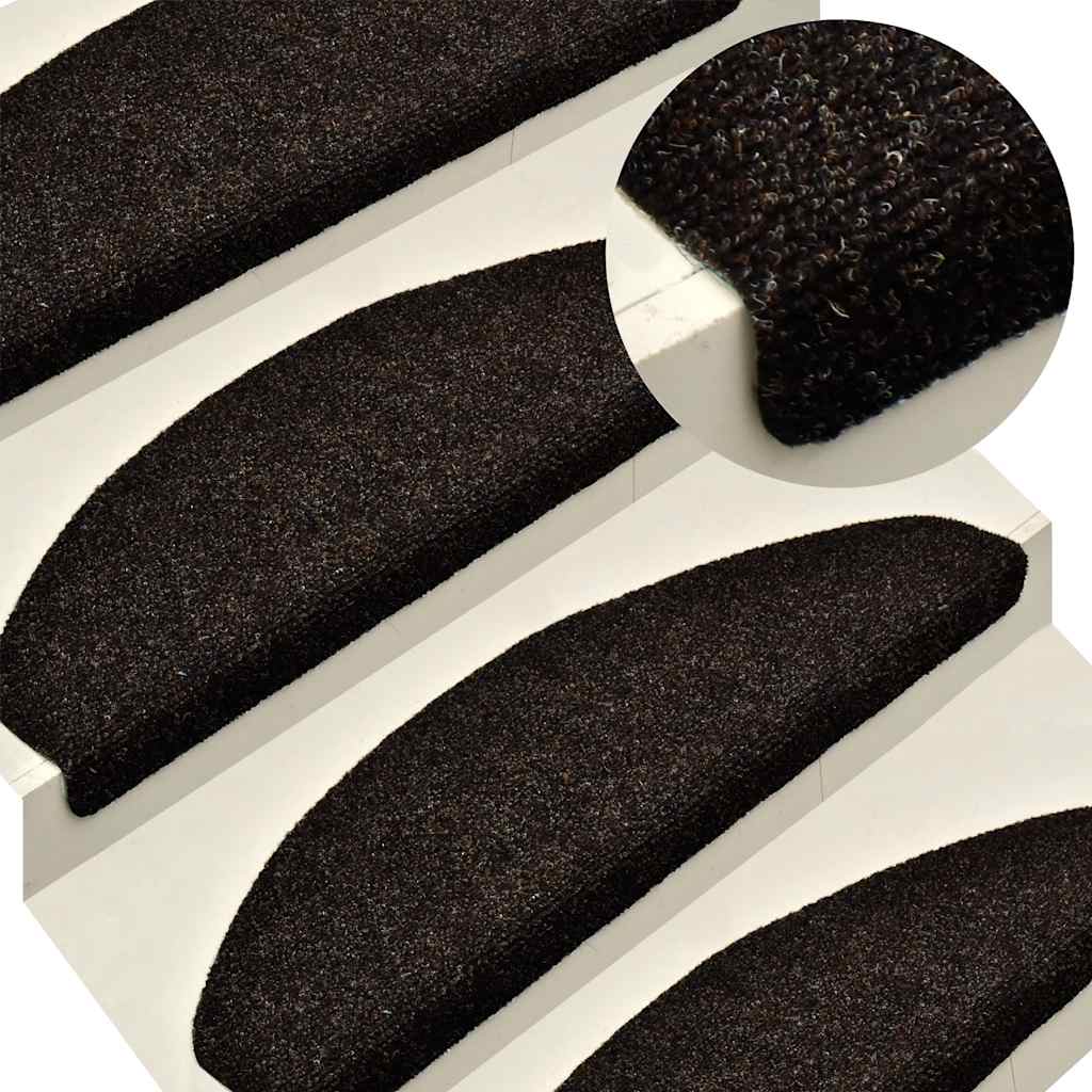 Tapis d'escalier auto-adhésifs 20 pcs | Paillasson d'escalier | Tapis de marche marron 56x17x3 cm CFW254423 - 5